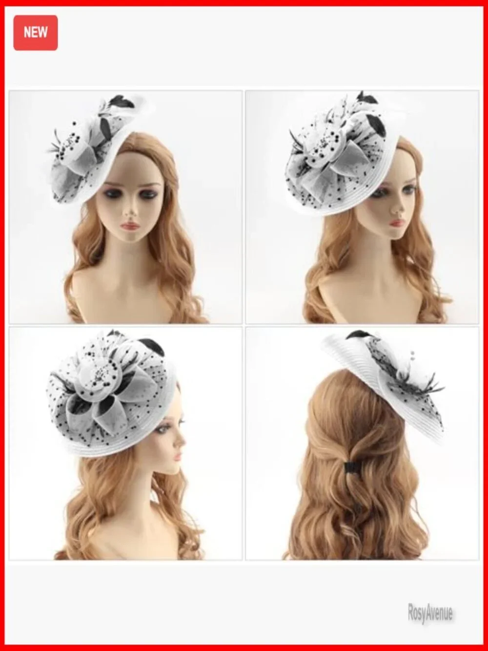 Vintage Fascinator Hat with Headband and Clip for Weddings and Tea Parties